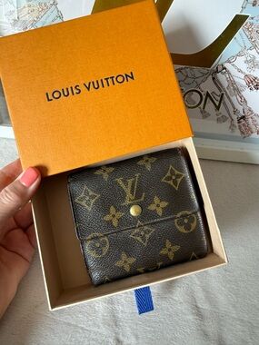 Vintage Louis Vuitton Monogram Elise Compact Wallet Brown LV Canvas